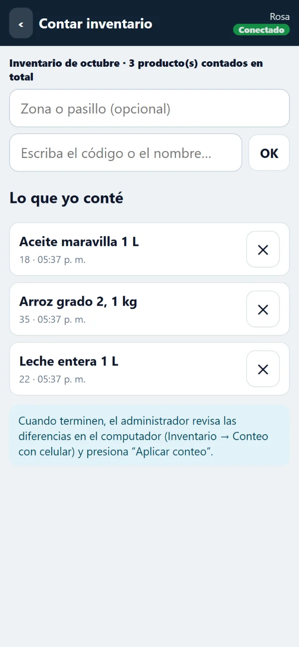 Conteo de inventario con el celular
